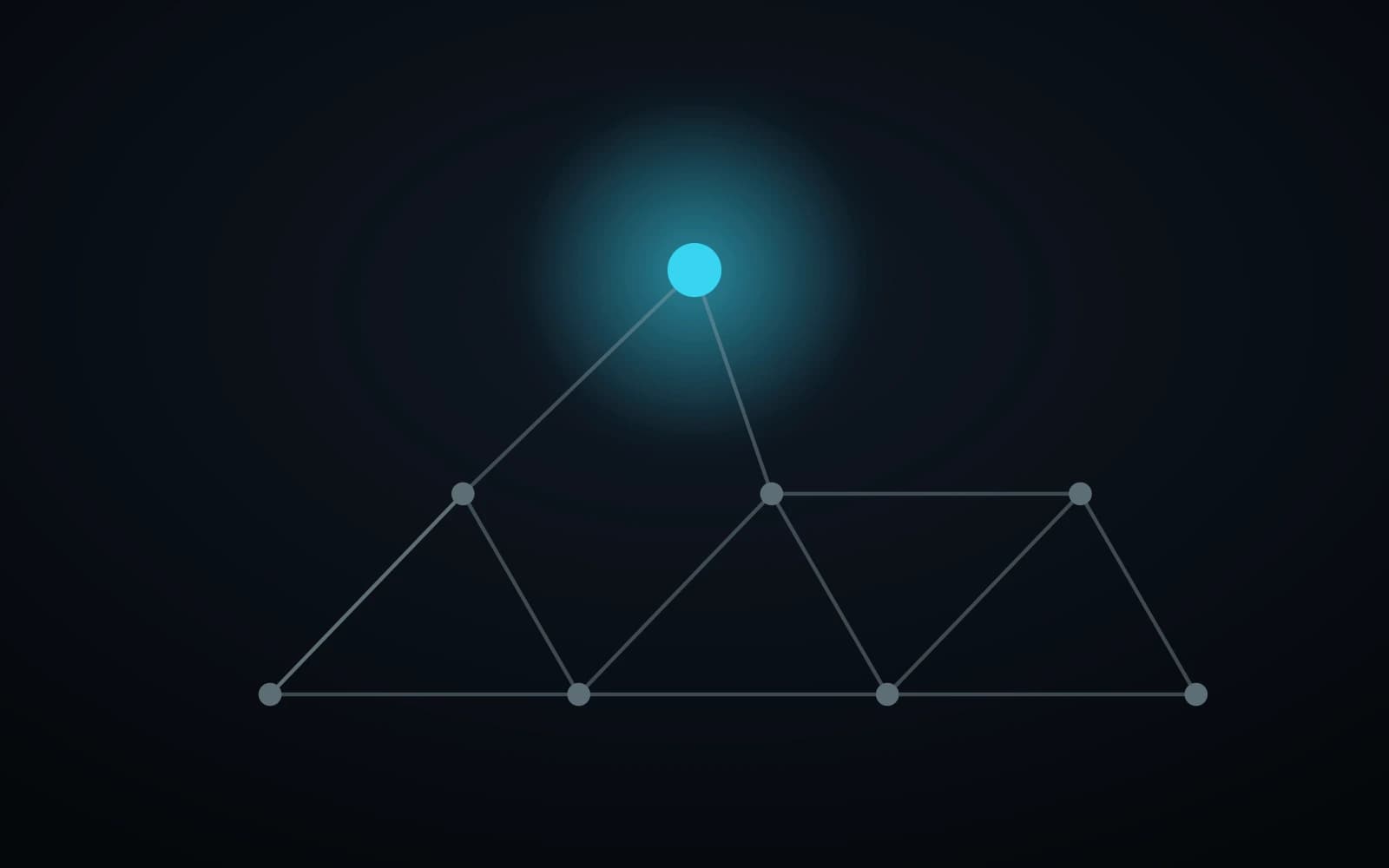 Illustration abstraite d'un treillis filaire soutenant un nœud lumineux, sur fond sombre