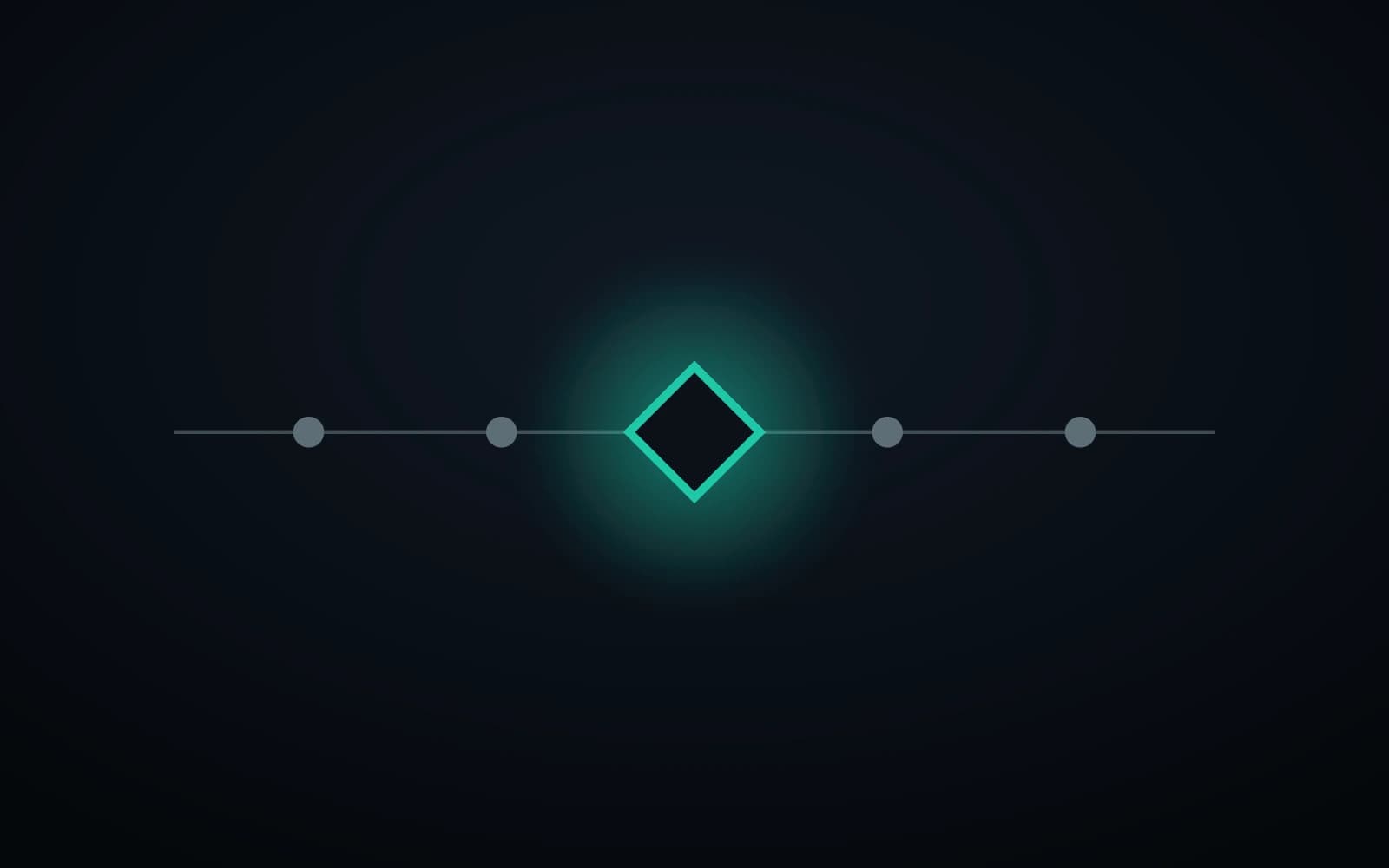 Illustration abstraite d'une ligne de flux avec un point de contrôle en losange, sur fond sombre